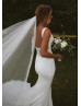 Ivory Lace Tulle Open Back Slit Sexy Wedding Dress